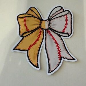 Half softball half baseball bow card stock car freshie scent varie air freshener